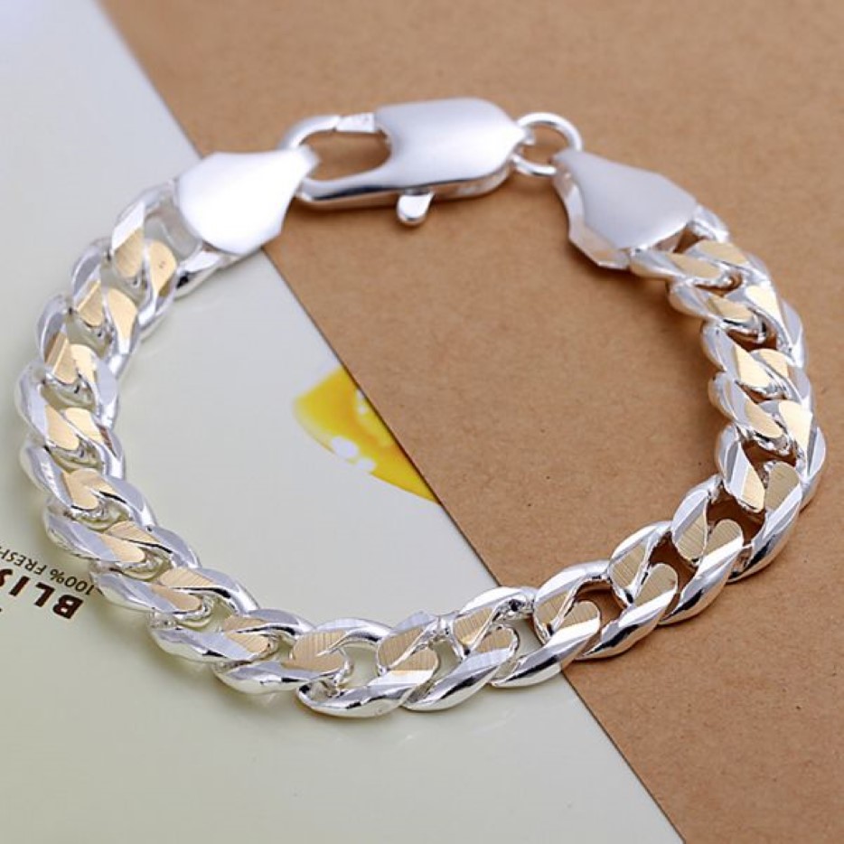 925 silver Dichroic sideways shrimp buckle bracelet DFMCH113 brand new fashion 925 sterling silver plated Chain link bra293S