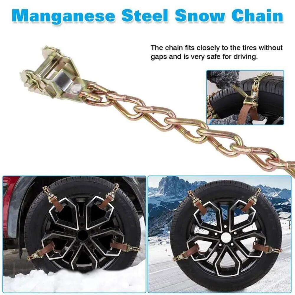 Uppgradering 1/4/6 Anti-Skid Snow Chain Motorcykel vinterdäckhjul akut universal dubbel mangan antislipkedjor bilåtkomst