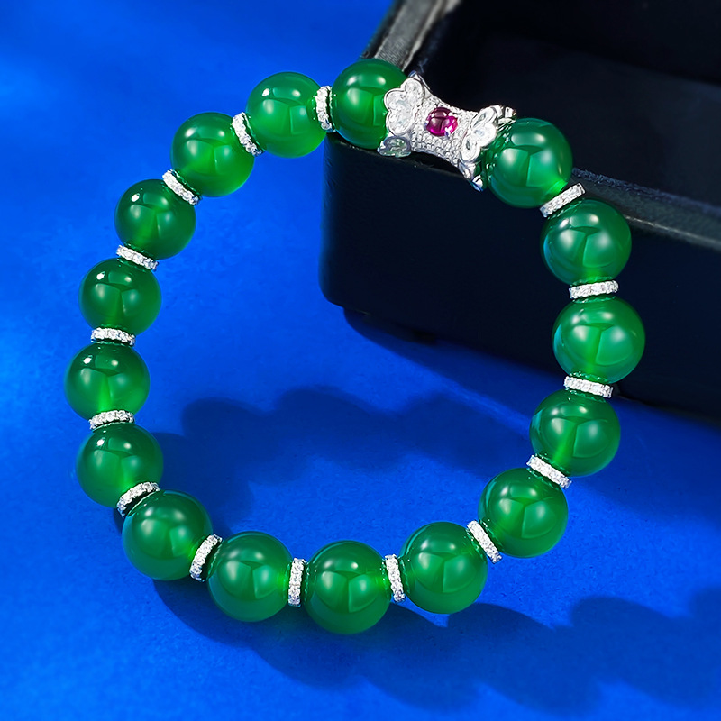 سوار Bangle Bangle Vintage Crown Jade Diamond 100 ٪ حقيقي 925 أساور الزفاف الفضية الاسترليني للنساء هدية مجوهرات المشاركة