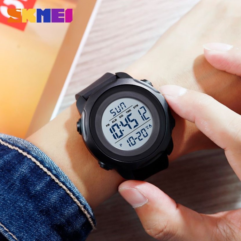 Skmei marca esporte relógio digital ao ar livre feminino relógios simples 5bar à prova dwaterproof água display de luz despertador montre homme 15402295