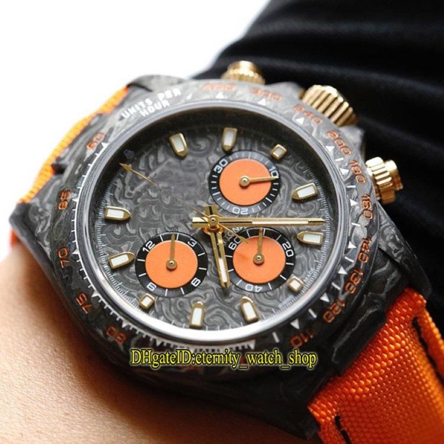 الإصدار Refit 116520 116500 Carbon Fiber Case Dial Orange ETA 7750 Chronograph Automatic 78590 Mens Watches Sapphire Stoptwatch SPO215Q