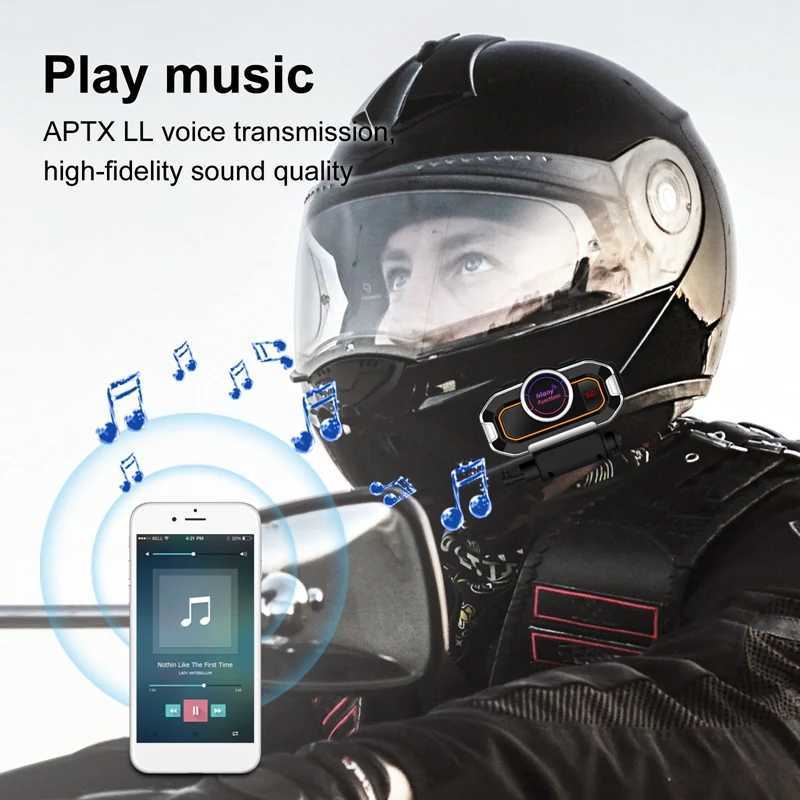 Mobiltelefonörlurar V9 Pro Motorcykelhjälm Headset Bluetooth V5.0 + EDR Intercom FM Radio Waterproof Auto Svar Calling Voice Assistant YQ240304