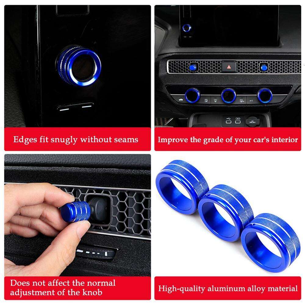 Upgrade For Honda Civic 11Th Gen 2022 CRV 2023 Air Conditioning Knob Aluminum Alloy A/C Engine Button Outer Cover Accessories Upgrade