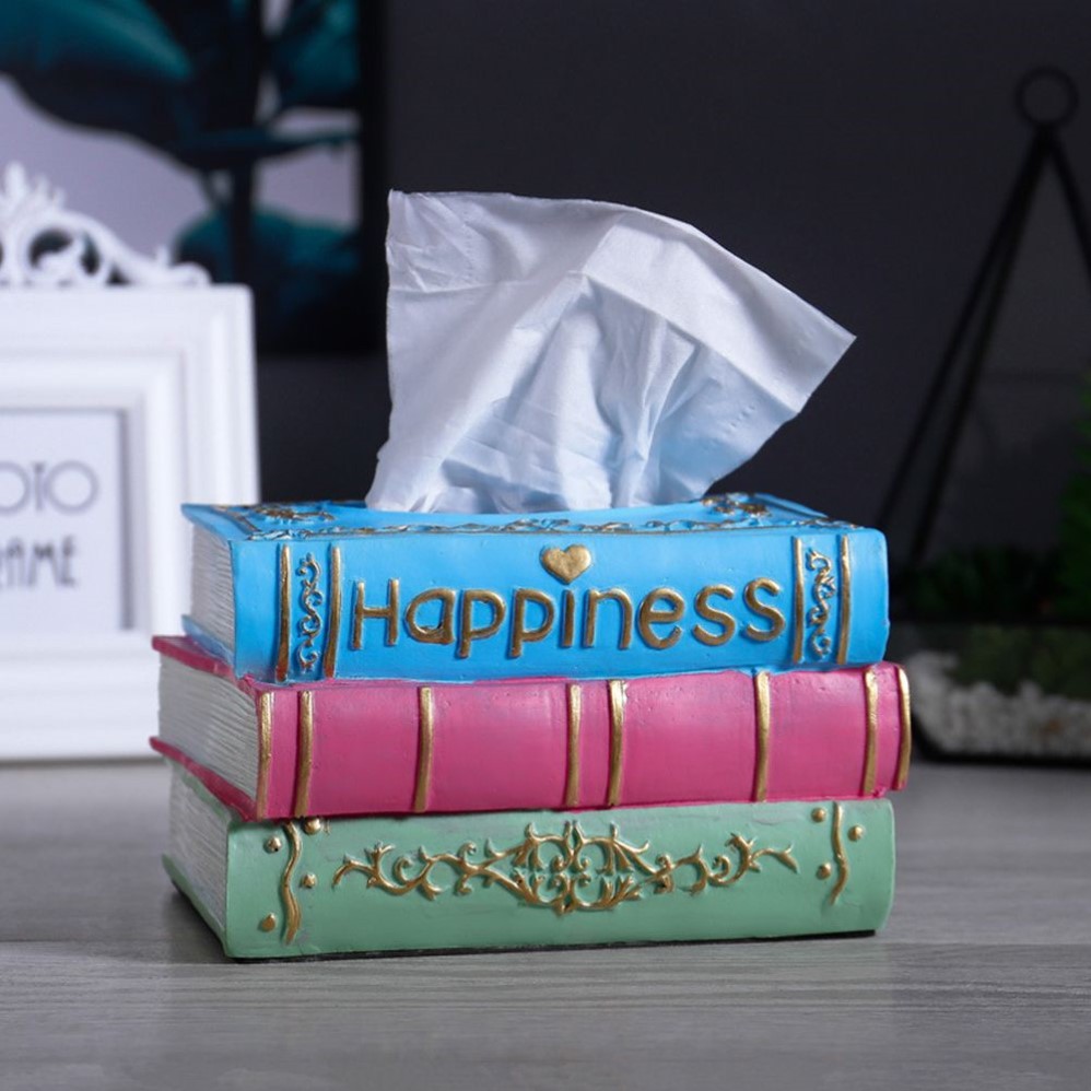 Book Shape Decorative Retro Style Living Room Home Tissue Box Dispenser Holder Bedroom Storage Paper Cover Napkin Rectangular209Y