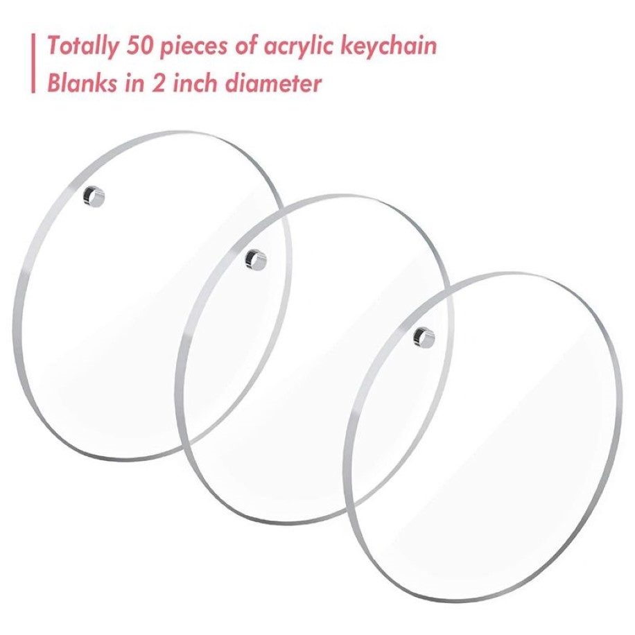 50st Clear Keychains for Vinyl Acrylic Transparenta Circle Discs Akryl Blanks Keychain Bulk för DIY Keychain Crafting255W