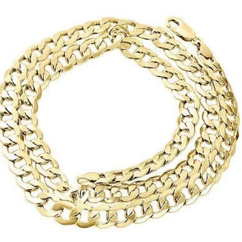 Collier chaîne à maillons cubains creux en or jaune 10 carats pour hommes, 8 mm, 24 pouces, 264S