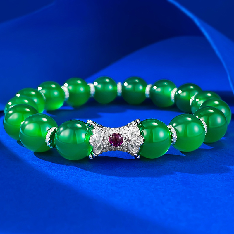 سوار Bangle Bangle Vintage Crown Jade Diamond 100 ٪ حقيقي 925 أساور الزفاف الفضية الاسترليني للنساء هدية مجوهرات المشاركة