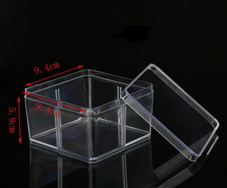 Großhandel Quadratische Kunststoffbox 9,5 * 9,5 cm für kleines Zubehör Transparente PVC-Verpackungsboxen mit Deckelbehälter