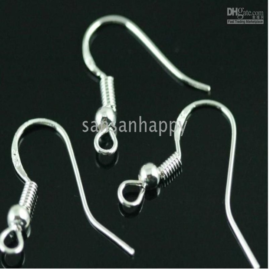 925 스털링 실버 귀걸이 발견 된 피쉬 와이어 후크 보석 DIY 15mm FISH HOOT FOK COIL EAR WIRE224G