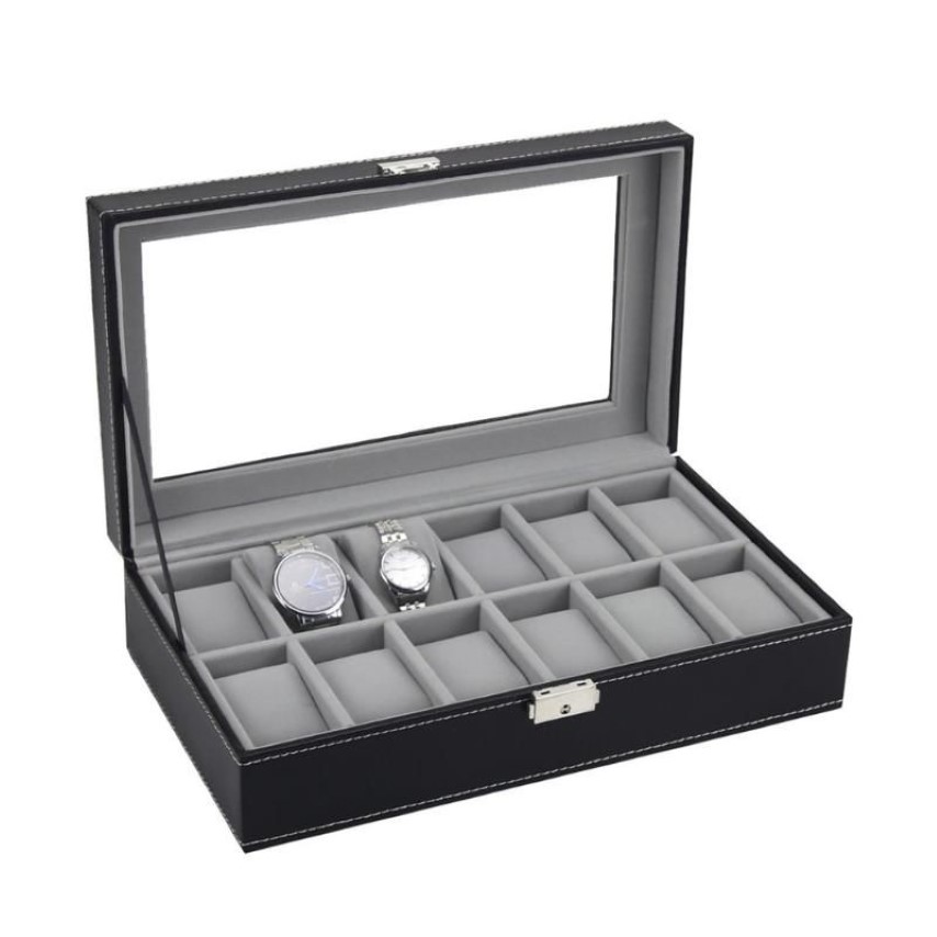 Watch Boxes & Cases 6 10 12 Slots Box Case Rings Chain Necklace Holder Storage Organizer Jewelry Display PU Leather Casket Saat Tr256E