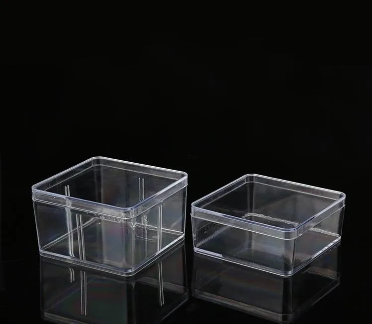 Großhandel Quadratische Kunststoffbox 9,5 * 9,5 cm für kleines Zubehör Transparente PVC-Verpackungsboxen mit Deckelbehälter