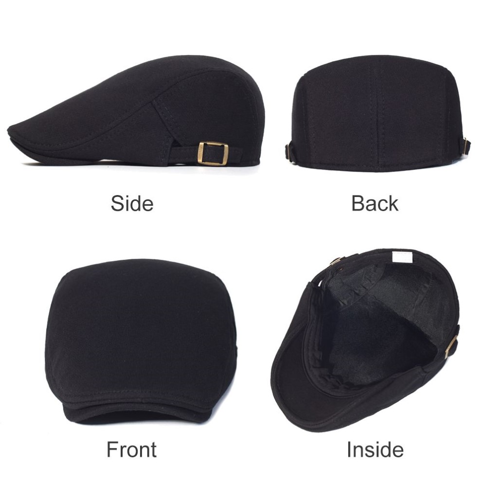 Cotton Adjustable Newsboy Caps Men Woman Casual Beret Flat Ivy Cap Soft Solid Color Driving Cabbie Hat Unisex Black Gray Hats 2012252N