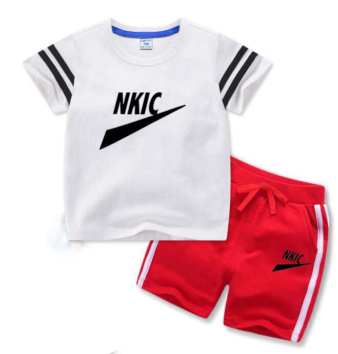 Nieuwe kinderkledingset merk bedrukt casual kinder T-shirt jongens meisjes zomer geventileerde top shorts set sport casual kinderkleding