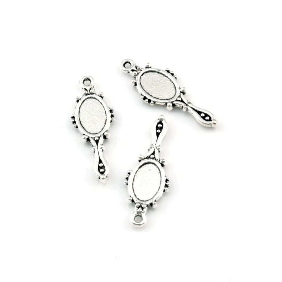 150 st mycket antik silverlegering djävul spegel charm hänger för smycken tillverkar armband halsband diy tillbehör 10x27mm a-588259y