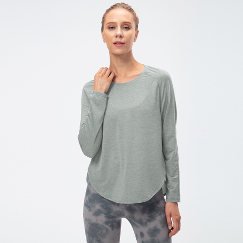 T-shirt de Yoga à manches longues pour femmes, coupe ample, haut de sport, séchage rapide et respirant, combinaison de yoga, AO-88