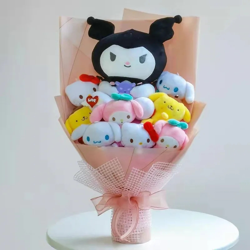 Jouet en peluche lapin chien de dessin animé, Bouquet de fleurs créatif, décoration de la maison, cadeau de remise de diplôme de noël, saint-valentin, 2024