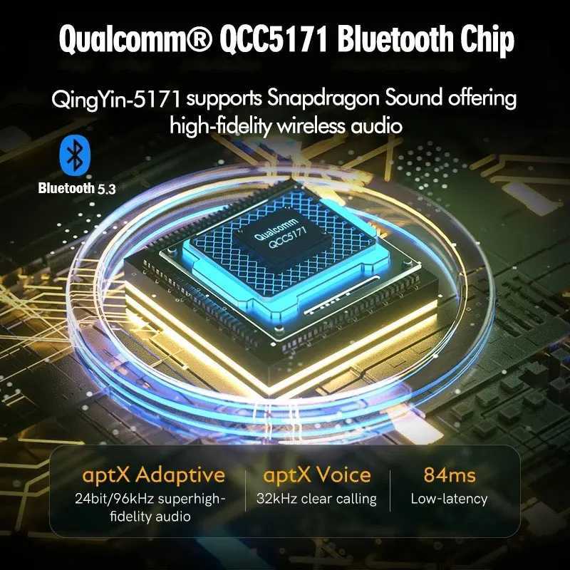 Наушники для сотового телефона LDAC QCC5171 Bluetooth5.3 Кабель для наушников CVC aptX Голос 16 бит/32 кГц Подавление эхо-шума LE-Audio aptX-HD LL Игровая гарнитура BT-70 YQ240304