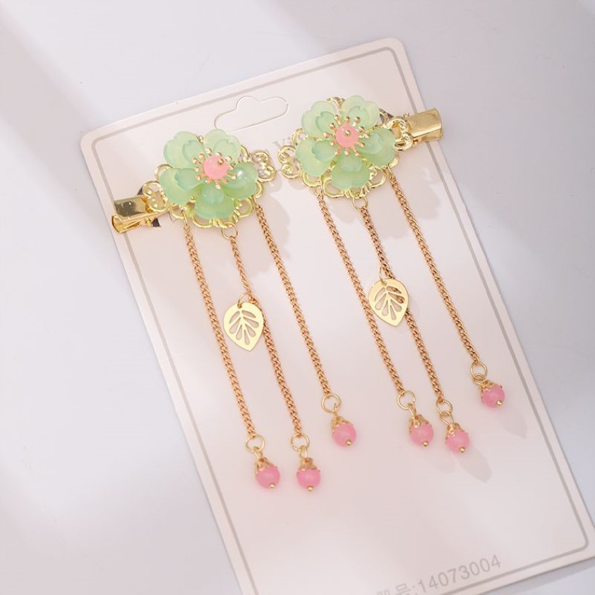 FORSEVEN Nouveau Vintage Couleur Or Long Gland Pendentif Pinces À Cheveux Clips Épingles À Cheveux Chinoises pour Cosplay Femmes Filles Hanfu Robe Costume314t