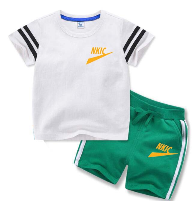 2024 estate nuovi vestiti casual e traspiranti bambini Vestito a maniche corte di tendenza bambini Vestito di pantaloncini T-shirt stampati di marca ragazzi e ragazze