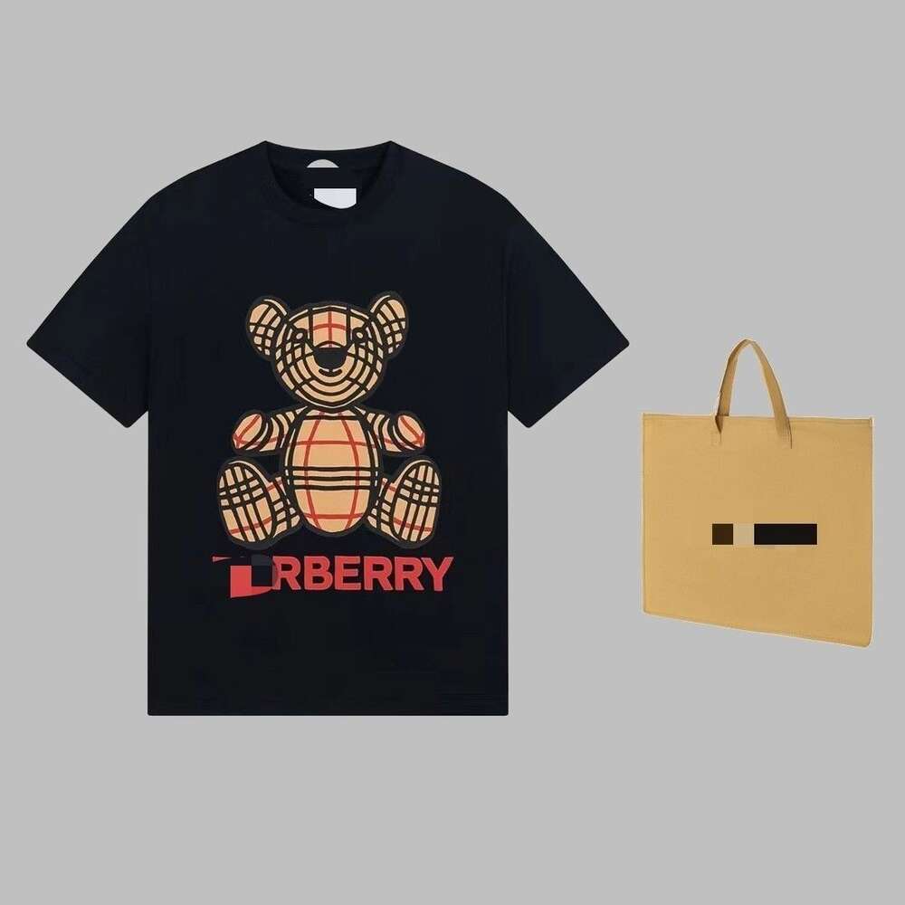 23ss verão nova aranha malha grande urso com impressão de letras moda emagrecimento casal exclusivo algodão puro camiseta