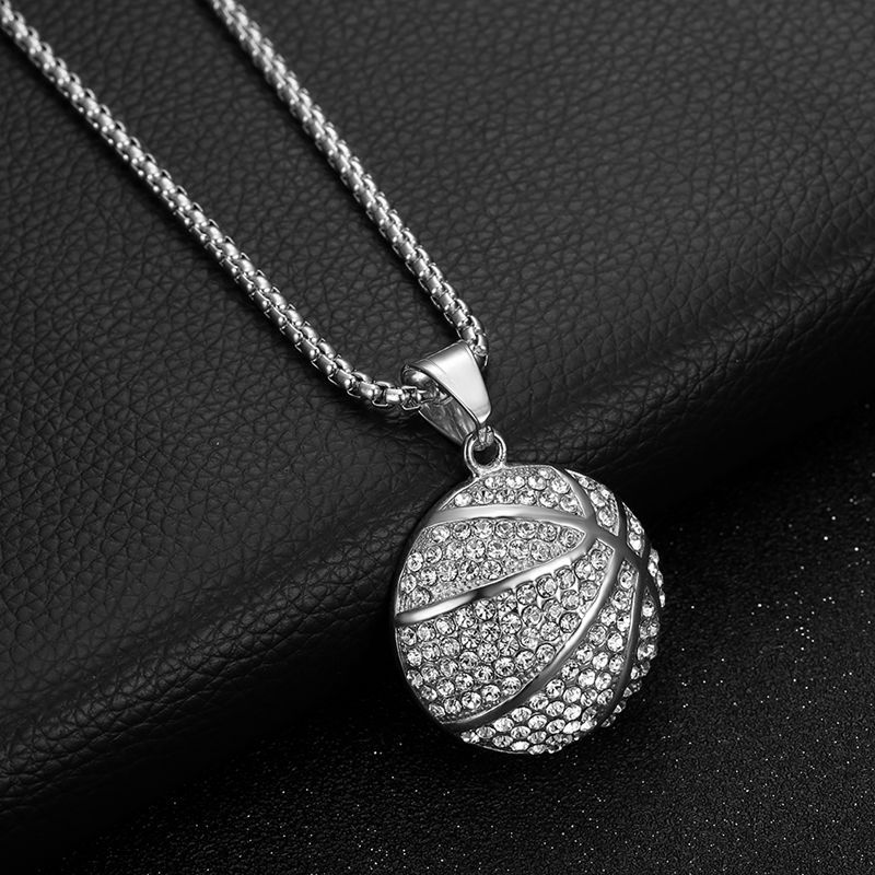 Collier pendentif basket-ball Hip Hop en acier inoxydable, bijoux de sport plaqués or véritable 18 carats