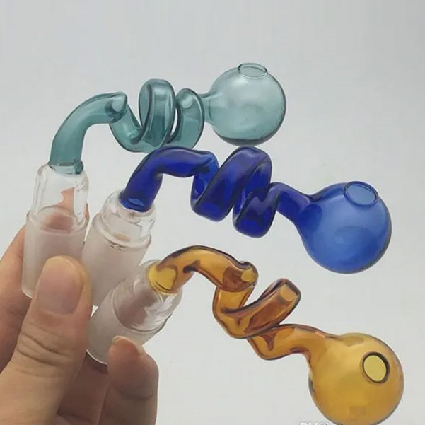 14 mm mannelijk gebogen glazen banger voor rokende waterpijp willekeurige kleur waterpoelige olieligs bubbler droge kruidenbongs accessoire