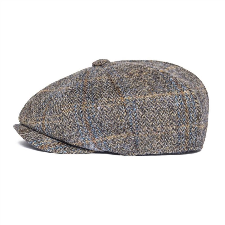 BOTVELA 100% Wool Tweed Check Newsboy Cap Men Gray Beige Herringbone Baker Boy Caps Flat Hat Gatsby Cabbies Boina 029 T200911236b