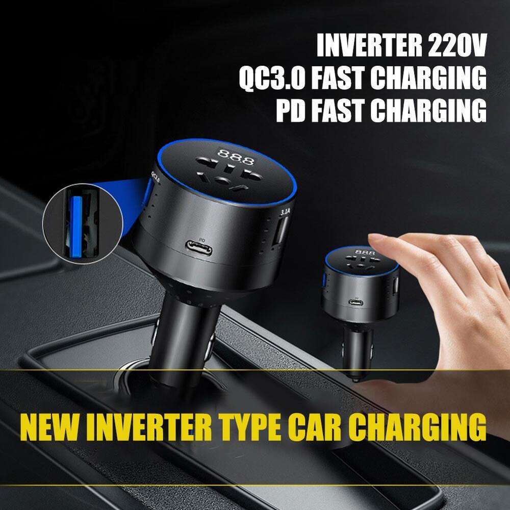 New A Inverter Charger 12220V 110V PD Type-C Adapter充電ソケットQC3.0 USB 24V会話パワーオートカーCONV P2P7 NEW