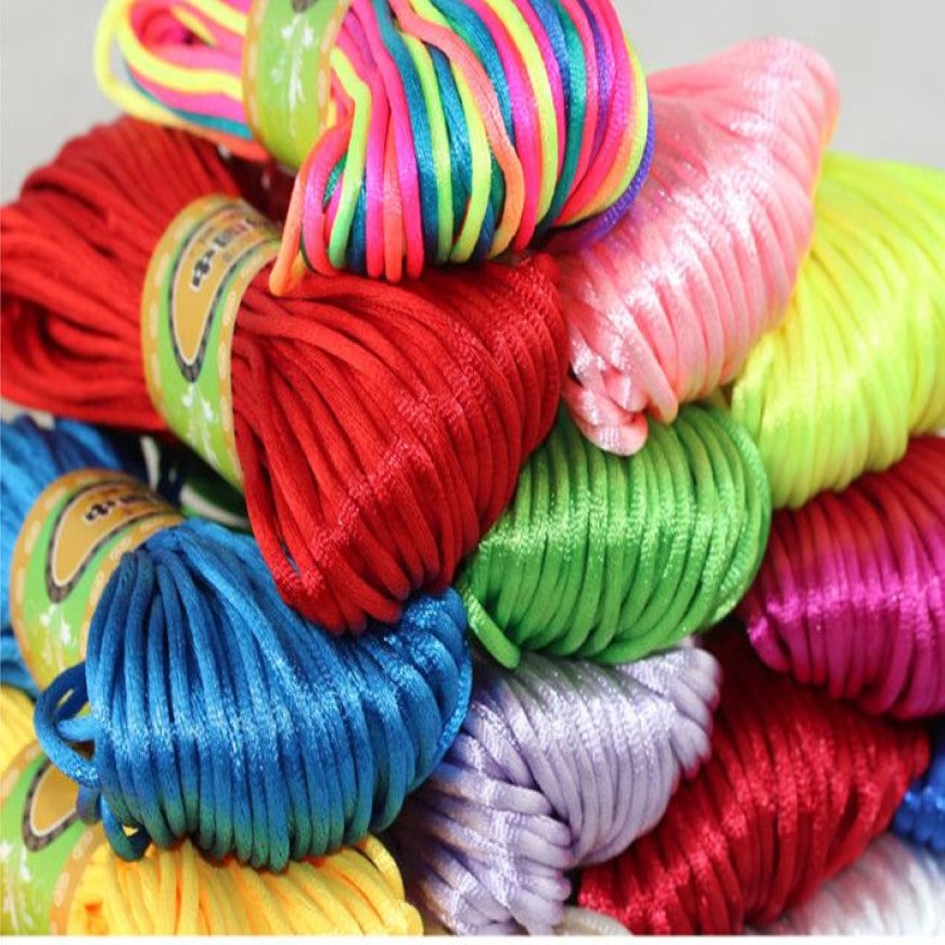 10 Rolls wire cord 20 meters each roll Chinese Knot Satin Nylon Braided Cord Macrame Beading Rattail 3mm244b