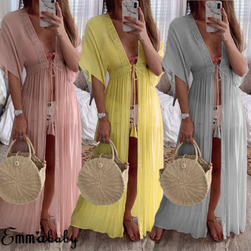 Kobiety bikini ukryć pasy stroje kąpielowe plaża maxi długie opakowanie spódnica sarong kimono kaftan sukienka sarongs258k