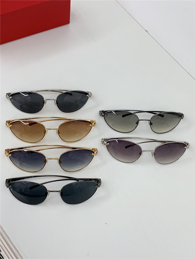 Nouveau design de mode petites lunettes de soleil œil de chat 0380 monture en métal style simple et populaire lunettes de protection UV400 extérieures polyvalentes