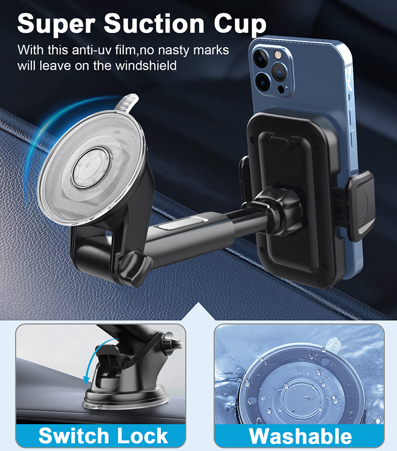 Sucker Universal 360 Justerbar bil Mobiltelefonmontering Multifunktion Bil Windcreen Dashboard Mount Telefonhållare biltelefon Holder