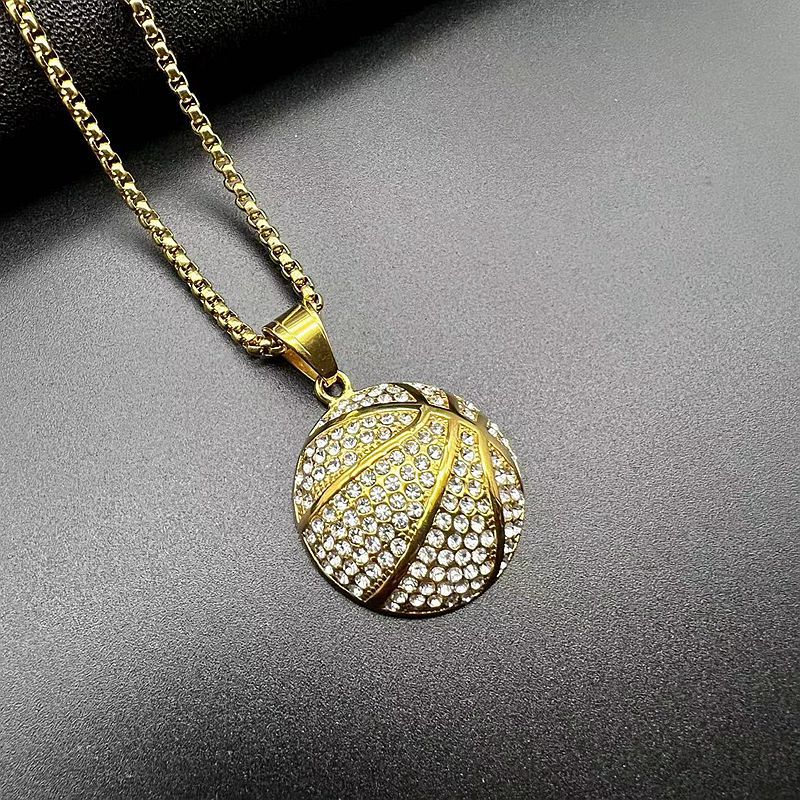 Ожерелье с подвеской в стиле хип-хоп из нержавеющей стали, 18-каратное настоящее золото, спортивные украшения
