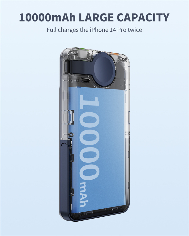 Chargeur sans fil Powerbank pour iPhone Apple Watch 10000mAh PD 20W Safe Packs Aimant 2 en 1 Support magnétique Charge Power Bank avec boîte