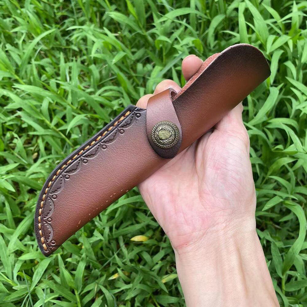 Top Quality S2262 Two-layer general-purpose cowhide leatherb Leather Knife Sheath Straight Knife Holster Knife Blade Cover Belt Knife Case for Hunting Leisure