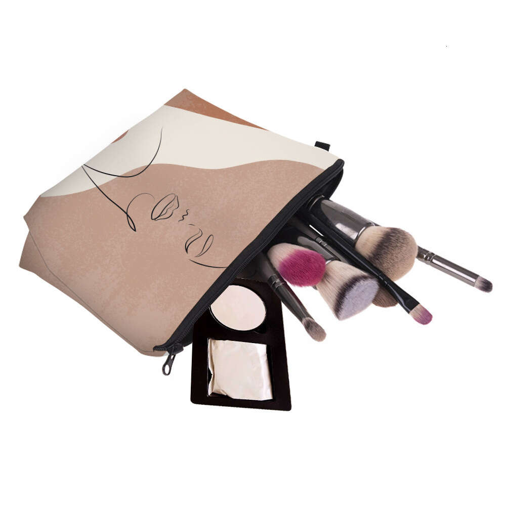 New Instagram Art Line Facial Print Small Women's Multi Functional Makeup Storage Bag 947069