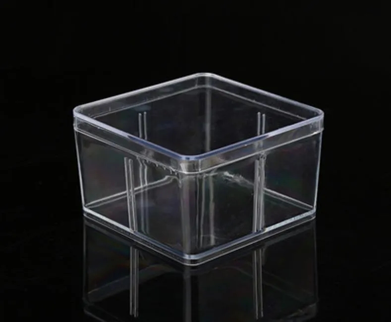 Großhandel Quadratische Kunststoffbox 9,5 * 9,5 cm für kleines Zubehör Transparente PVC-Verpackungsboxen mit Deckelbehälter