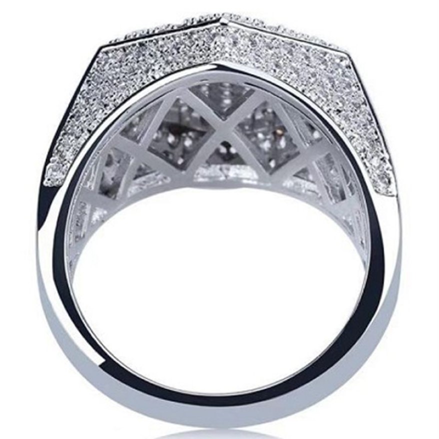 Met Zijstenen Heren Ring Iced Out 3A Steentjes Ringen Weelderige Jewlry Goud Zilver Mode-sieraden Hele Hip Hop307a