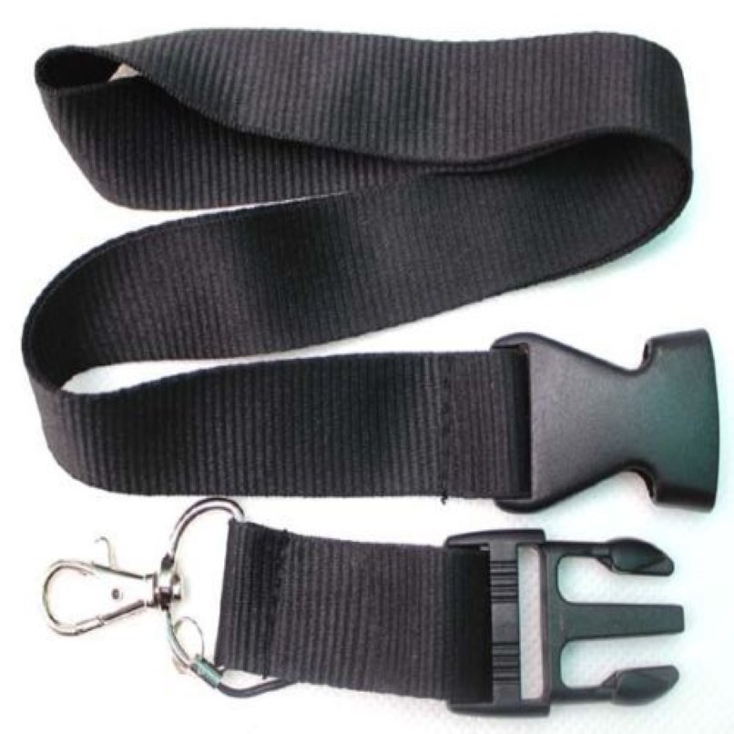 Popular Solid Black Neck Lanyard Strap Badge ID Detachable Keychain Cell Holder New2731