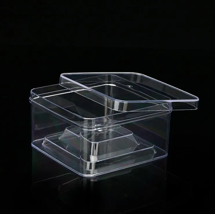 Großhandel Quadratische Kunststoffbox 9,5 * 9,5 cm für kleines Zubehör Transparente PVC-Verpackungsboxen mit Deckelbehälter