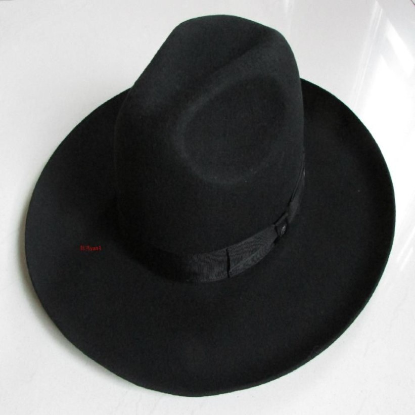 Volwassen X053 100% wol top export origineel blad israëlische hoed gevoeld met grote dakranden 10cm riem wollen fedora hats194q en s194q originele kwaliteit
