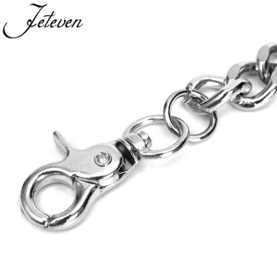 Keychains Men's midje Key Chain Silver Heavy Rock Metal Hip Hop Gothic Punk Style Pants Byxor Jean Biker Wallet Ring Long 215n