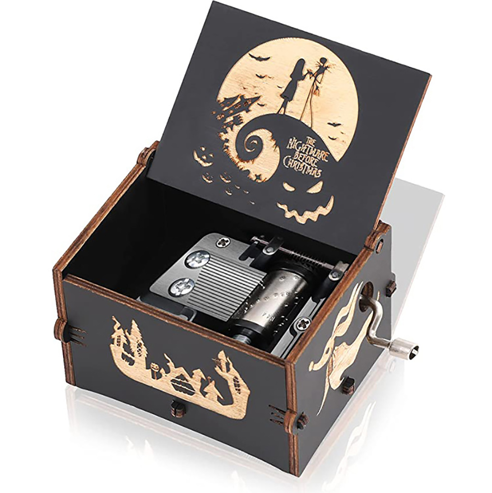 Julklapp: Creative Classic Wood Music Box Ingraved Hand Shaking Motiverade Ornament Musical Box Support Image Anpassning