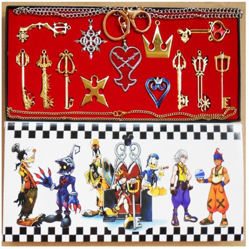 2 Stile 13-teiliges Set Kingdom Hearts Cosplay Halskette Sora Schlüsselschwert Schlüsselanhänger Metallfigur Spielzeug Anhänger Schlüsselanhänger 2364