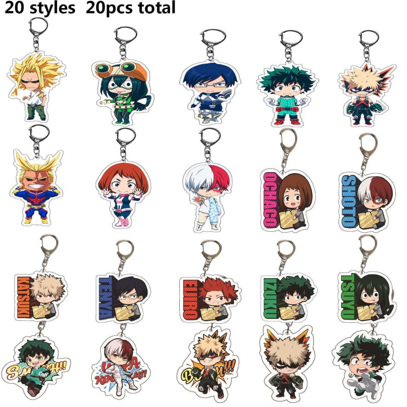 20 pz / lotto My Hero Academia Portachiavi Acrilico Anime Izuku Bakugou Katsuki Todoroki Così Figura Ciondolo Portachiavi Gioielli Intero H0258i