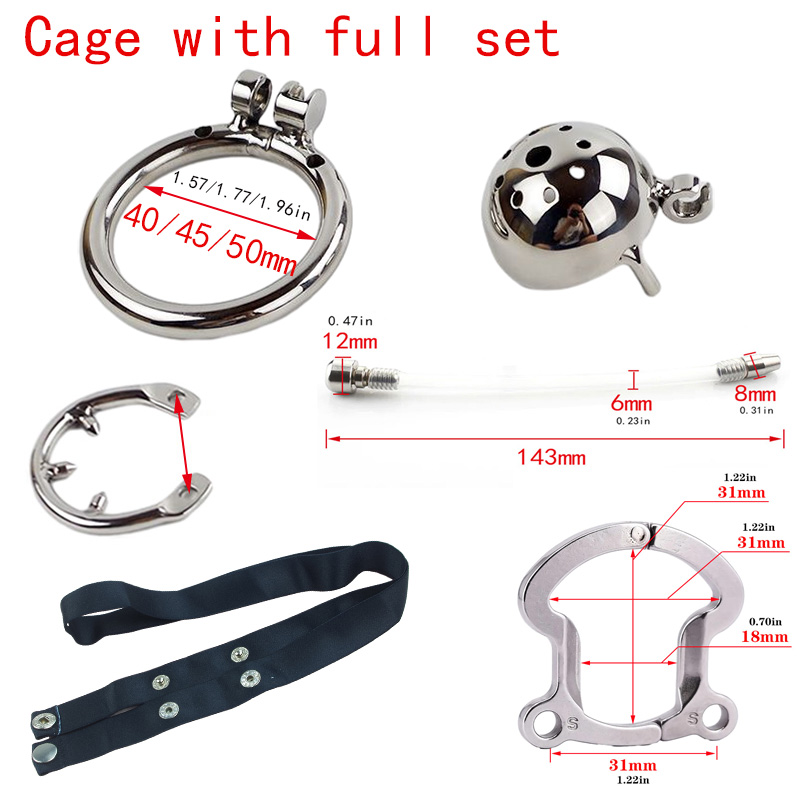 Chastity Cage with Catheter Cock Cage Removable Urethral Dilator Stainless Steel Male Chastity Device Sex Toy for Men