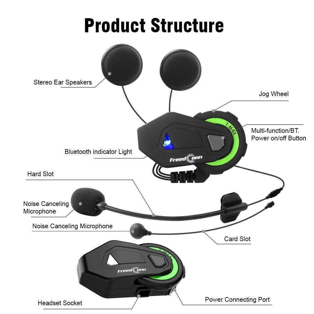 Écouteurs pour téléphones portables FreedConn TMAX-M casque de moto Bluetooth casque de musique FM avec écouteur 2 en 1 sans fonction interphone YQ240304