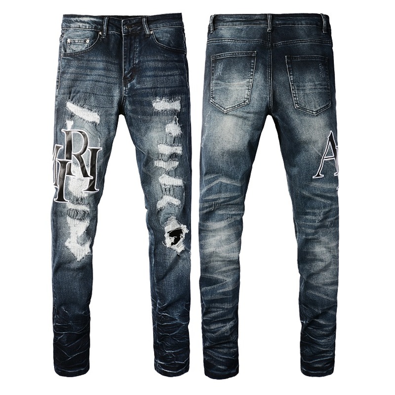 Jeans pour hommes Designer Skinny Détresse Ripped Destroyed Stretch Biker Denim blanc Noir Bleu Slim Fit Pantalons Hip Hop pour hommes taille 28-40 de haute qualité