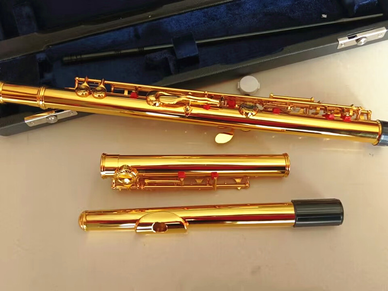 24K Vergulde Fluit 17 Open Gat Vergulde Professionele Fluit C Tune Spelen Onderzoek Muziekinstrument Case