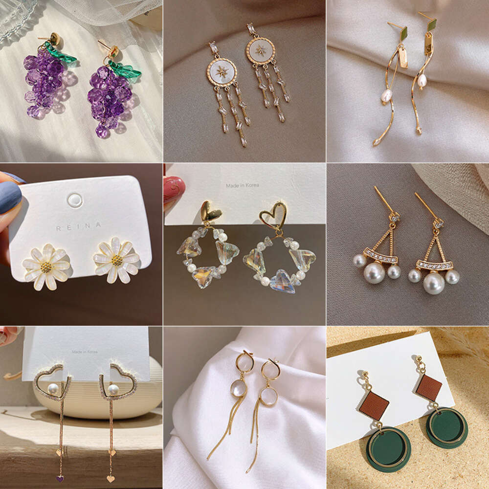 Needle Flower Butterfly Pearl Korean Cool Long Style Earrings Minimalist Style Female Earrings